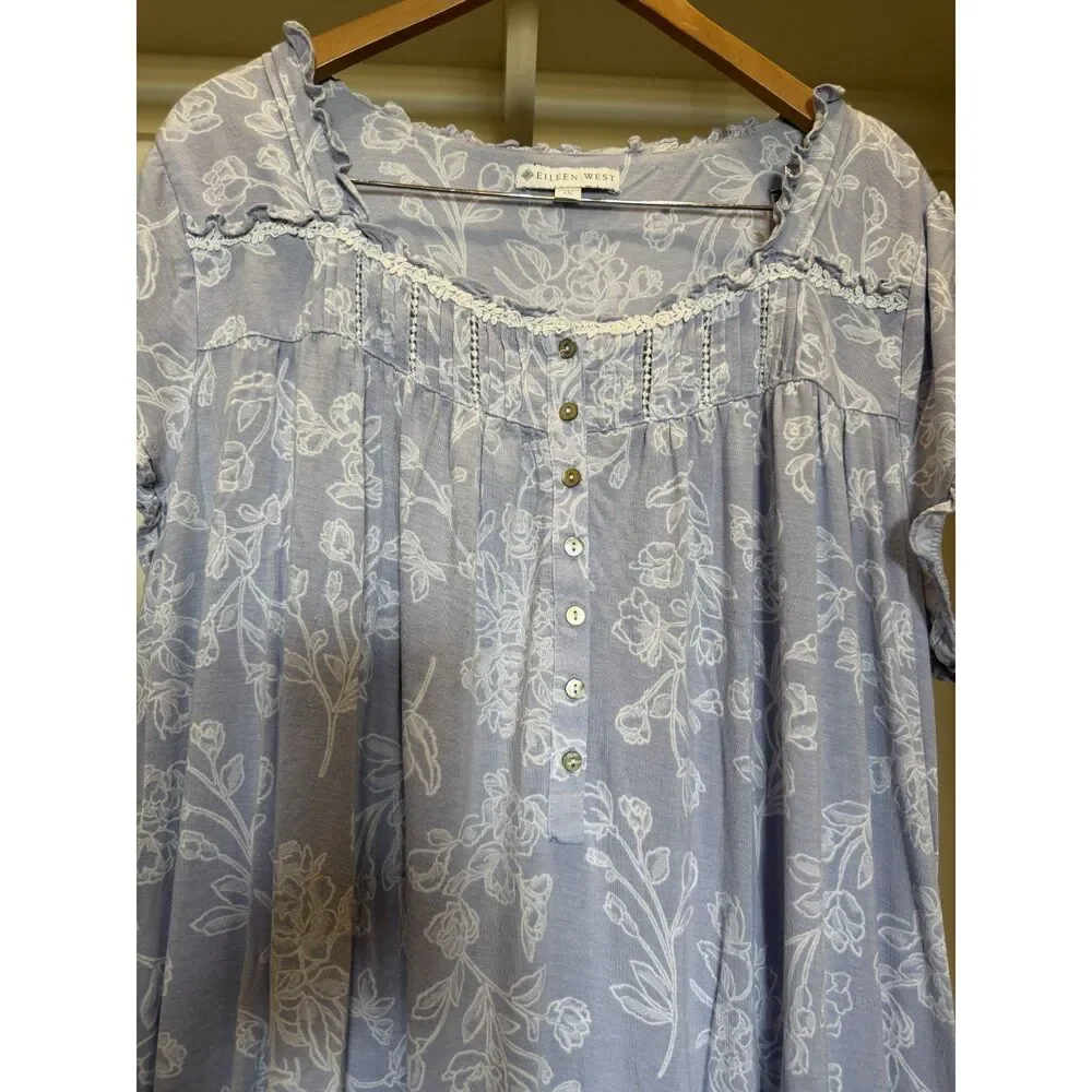 Eileen West 1X Floral Nightgown Modal Cap Sleeve